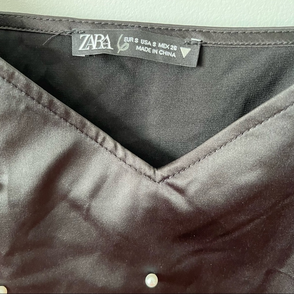 Zara black pearl studded crop cami top - Picture 6 of 7